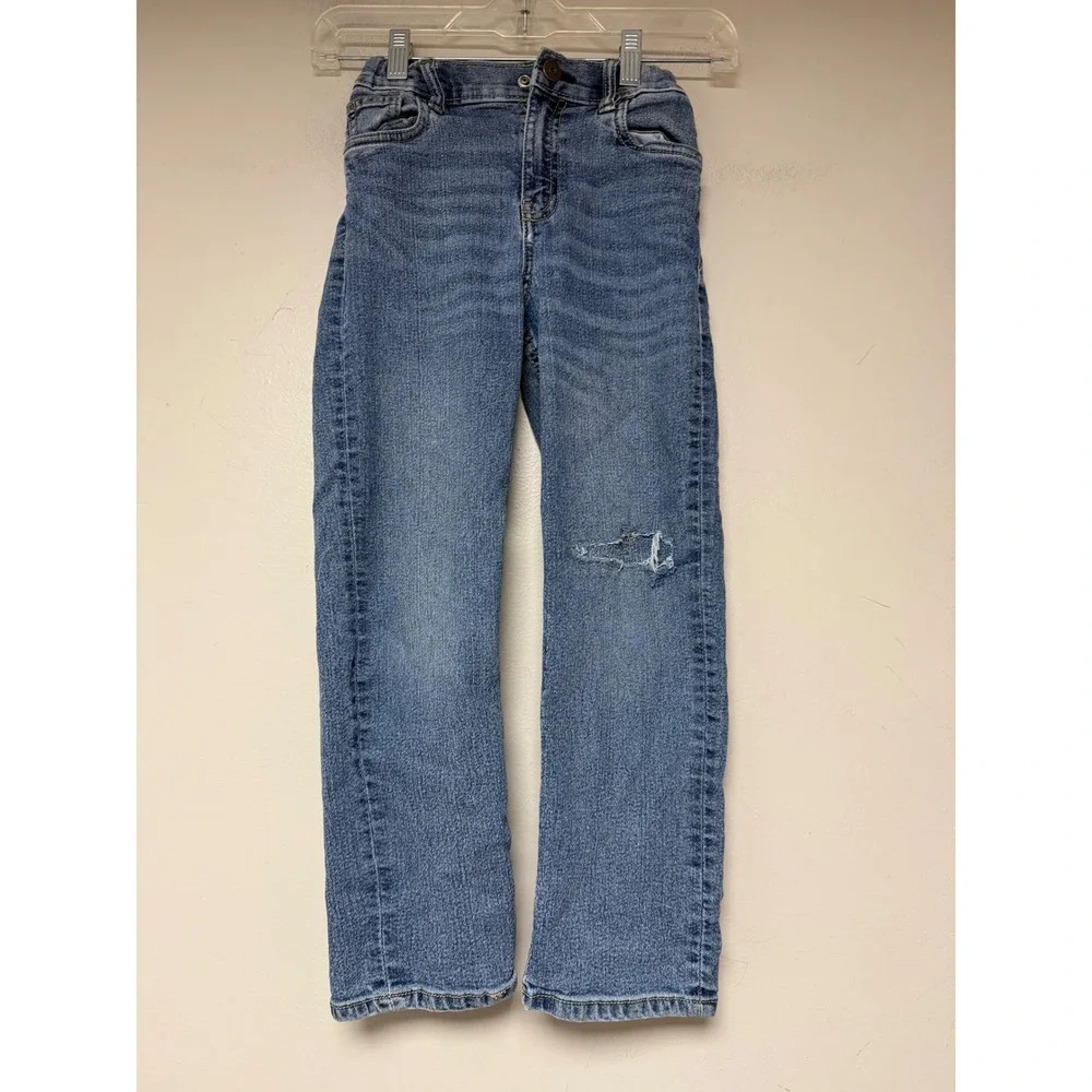 OshKosh B'gosh Kids Jeans Denim Distressed Knee Straight Leg Size 7A